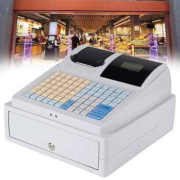 【中古】81キー電子レジスター、ショッピングセンター、商業スマートレジに最適、サーマルプリンターと大容量キャッシュドロワー付き