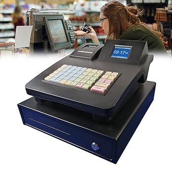 【中古】商業用電子レジスター、キャッシュティル、中小企業/小売/レストラン向け多機能レジスター、フル英語キーボード（現金収納ボックス付き）｜AJIMURA-SHOP