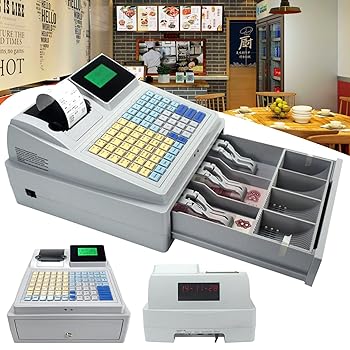 【中古】フラットキーボード付き48キー電子レジスター、使いやすい多機能レジスター、8デジタルLED商業レジスター