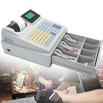【中古】抽き出し付き添い人陰電子金銭登録器、81 手がかり POS 取り合わせ 金銭登録器、平ったい 鍵盤およびサーマル 印刷工 8 デジタル商業主義金銭登録器 スーパーマ
