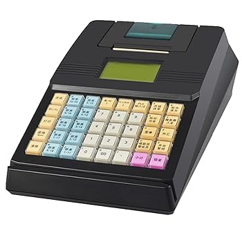 【中古】レシートプリンター付き電子キャッシュレジスター、40キーキーボード付き多機能商業レジスター、中小企業、小売業者向け、ブラック
