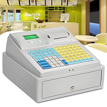 【中古】【未使用】電子キャッシュ レジスター、レシート プリンター付き 81 キー電子キャッシュ レジスター、フラット キーボードおよびサーマル プリンター、商業