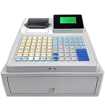 【中古】電子レジ、LEDディスプレイと81キーを備えたレジ英語posシステム、レストランスーパーマーケット小売中小企業向け、キャッシュドロワー付き|AJIMURA-SHOP
