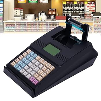 【中古】中小企業向け商業レジ pos システム、小売店/スーパーマーケット/食料品店/コンビニエンス用サーマルプリンター付き 40 キー電子レジ、ブラック