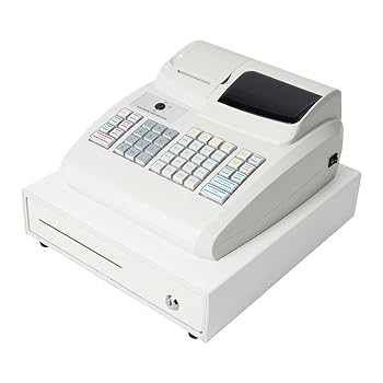 【中古】【未使用】電子キャッシュレジスター-47キー 8 店員 16 部門、キャッシュドロワー スクエアレジスター、多機能現金管理システム 現金ロック付き 小売 レス
