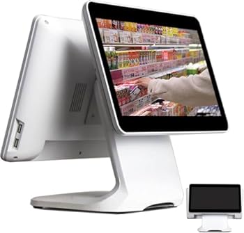 【中古】【未使用】デュアル スクリーン スマート キャッシュレジスター、15.6 インチ タッチスクリーン PC POS モデル、4GB RAM、64GB SSD、小売、ケータリング、