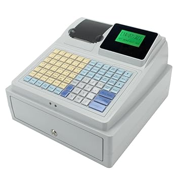 【中古】【未使用】Hinniuy 電子キャッシュ レジスター、48 キー レジ レジスター、ドロワー フラット キーボードおよびサーマル プリンター付きキャッシュ レジス|AJIMURA-SHOP