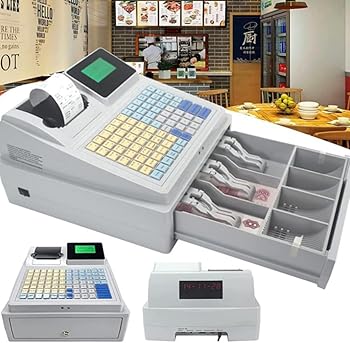 【中古】【Ptomoto】小規模ビジネス・小売・レストラン向け 電子キャッシュレジスター 81 キーキャッシュレジスター 引き出し付き 8 つのデジタル LED 搭