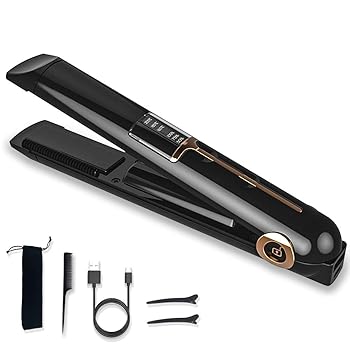 【中古】髪の毛鉄 コードレス 引っ切り無い 長い巻き毛 2way ヘアーアイロン メンズ レディース ミニ ストレー トアイロン モバイルヘアアイロン LED残量表