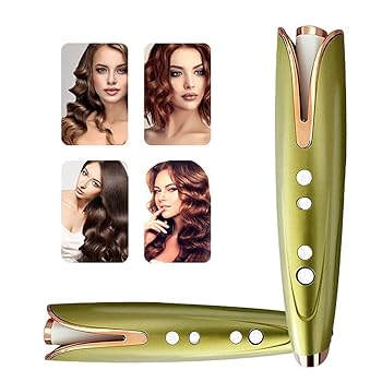 【中古】【未使用】ワイヤレス自動ヘアアイロン、コードレス自動カーラー、セラミックプロフェッショナルヘアカーラー、USB充電、ポータブルヘアアイロン、ウェーブ
