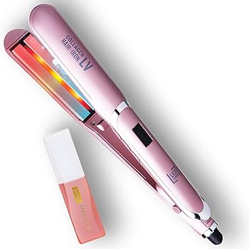 【中古】【未使用】【LEDラバー】コラーゲンヘアアイロンLV ストレートアイロン コラーゲンオイルセット LED照射 18段階の温度調節 高速加熱 60℃~230℃ 長時間キ