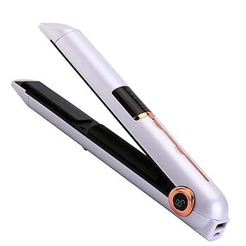 【中古】【未当て嵌める】髪の毛鉄 コードレス 引っ切り無い鉄 引っ切り無い・長い巻き毛 2way 無線電話 ヘアーアイロン 3座標軸熱度自然調整 LED電量/熱度見せびらかすUSB申し受ける式 急