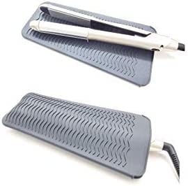 【中古】【未使用】ヘアアイロン耐熱ポーチ 滑り止めマット 2way 260℃の高温も耐熱しやけど防止 旅行出張など携帯に便利 グレー