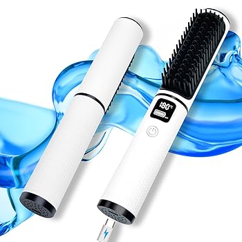 【中古】RMERVE コードレス ヘアストレートブラシ ポータブルストレートブラシ 5000mAH バッテリー USB-C充電付き 火傷防止 サイズ9.3 x 1.4インチ 女性
