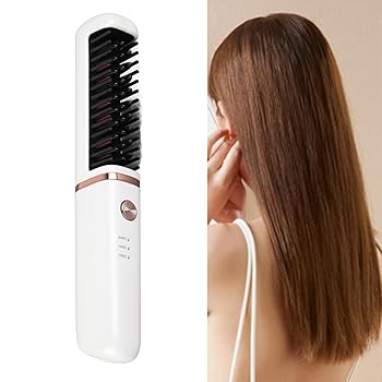 【中古】【未使用】コードレスストレートヘアアイロンブラシ USB充電式ストレートヘアブラシ 多用途ストレートヘアブラシ 縮毛矯正ブラシ