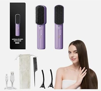 【中古】ストレートブラシ ヘアアイロン ヒートブラシ 【2023年新型】 150℃~230℃ 階温度調整 USB充電式ポータブルコードレスミニヘア 両方に使用でき