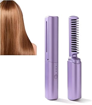 【中古】【未使用】ヒートブラシ コードレス ポータブルヘアアイロンブラシ コードレスヘアアイロンブラシ 縮毛矯正コーム 3段階温度調節 MAX200℃ USB充電式 静電