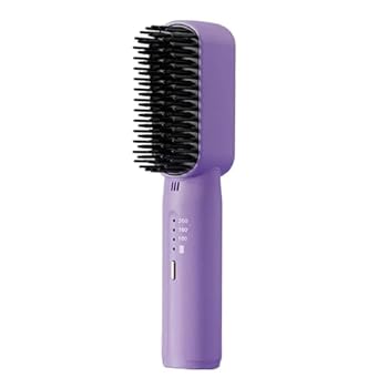 【中古】WLLKIY ミニコードレスヘアアイロンポータブルヘアアイロンコームクイックヒートアップ申し受ける式熱するヘアストレートブラシ fangzi (Color : Purple)