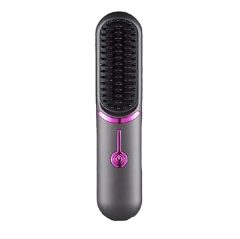 【中古】【未使用】ヘアアイロン ストレート コードレス ブラシ型 usb充電式 ミニ 女性 メンズ 人気、充電式ストレートヘアアイロンブラシ高速加熱 \u0026 3 温度設定熱