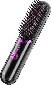 【中古】【未使用】Geyaziu ヒートブラシ コードレス ヘアアイロン ストレート&カール usb充電式 マイナスイオン 家庭/旅行/出張/通勤用 ガイドボック付き (A)