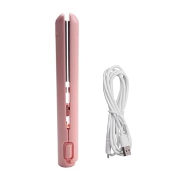 【中古】YSZWIN USB ケーブル ミニ ポータブル ヘア ストレートナー ストレートとカール用 学生用 デュアル ユース カーリング アイロン ピンク cuicui