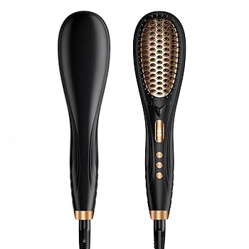 【中古】【未使用】ストレートブラシ ブラシアイロン 【80℃～230℃温度調節\u0026マイナスイオン機能】 ヘアアイロン LEDパネル 静電気防止 火傷防止 16段階温度調節可