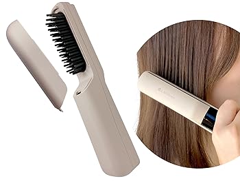 【中古】【未当て嵌める】A.brillante コードレス ヘアブラシアイロン ミニ USB申し受ける 【置き目店】 髪の毛鉄 毛はらい 引っ切り無い ヒートブラシ 小型 パウダーコンパクト エクリュ