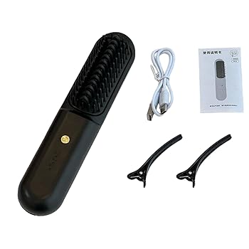 【中古】【未使用】旅行用矯正ブラシ、女性用矯正ブラシ, 旅行用矯正ブラシヘアアイロン, 熱風ヘアブラシ 温度調節可能なスタイリングコーム 家族友人用
