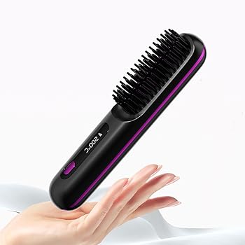【中古】【未使用】ヒートブラシ コードレス ブラシ型ヘアアイロン ストレートブラシ マイナスイオン 搭載 140-220℃4段階調節 6000mAh大容量/USB充電 火傷防止/静