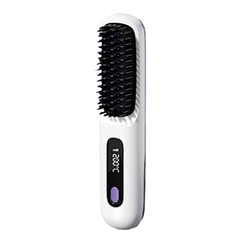 【中古】Farigrut コードレスヘアアイロンブラシ、ポータブルミニヘアストレートコーム、ポータブルマイナスイオンヘアアイロンホットコーム、LCDディス