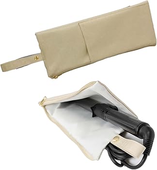 【中古】ヘアアイロンケース 耐熱 ヘアアイロンポーチ 吊り下げ 髪の毛鉄納める 熱っぽい往々にして 吊りひも納める能力のある 旅する 納める 持っていく助けになる 今めかしい (ベージュ)