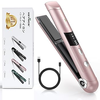 【中古】KEYNICE コードレスヘアアイロン ストレート メンズ ミニ 2way カール 長時間使用 usb充電式 Max205℃ 3段階温度調節 持ち運び 小型 ワイヤレス