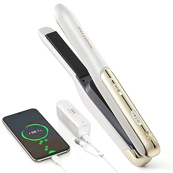 【中古】【実業界新考えうかぶ＆脱着式蓄電池】コードレスヘアアイロン 機内持ち込み能力のある USB申し受ける式 ミニサイズ 2way 長い巻き毛/引っ切り無い相応う 3座標軸体温合わせる