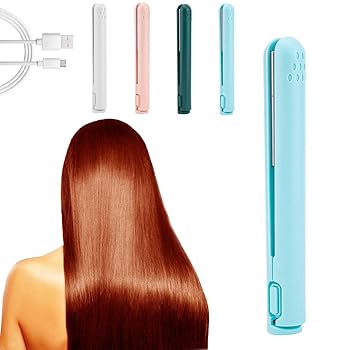 【中古】2 in 1 両用ヘアカーラー、ストレートアイロンとカーラー、USB ミニ セラミック カーリングアイロン、 2 で 1 コードレスカーリングポータブル、