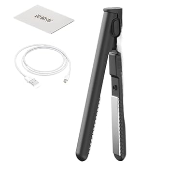【中古】【未使用】トラベルヘアアイロン、ストレートヘアアイロン、カーラー 2 in 1 | ポータブルヘアアイロン、コードレスヘアアイロン | USB充電2-in-1カーリン