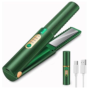 【中古】USBヘアカーラー ストレートヘアアイロン 2in1 両用カールアイロン ミニヘアアイロン 持ち運び 美しいヘアスタイルを作成します 男女兼用 初心者