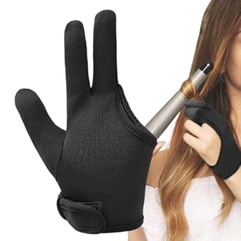 【中古】【未使用】カーリングワンドグローブ、 耐熱グローブ,3本指伸縮 性耐熱ヘアアイロン手袋 - 多 機能で快適な洗濯 機で洗えるヘアスタイリング ツール、スチ