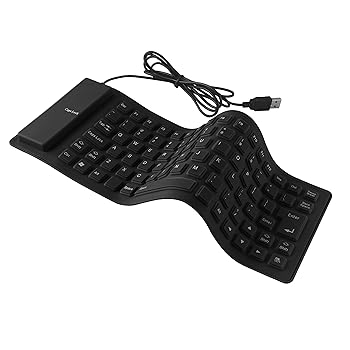 【中古】【未使用】SHEYI シリコンキーボード USB有線 折り畳み式 巻き取り 柔らかいシリコン製 防水 防塵 静音設計 英語配列 85キー 小型 軽量 テンキーレス 携帯