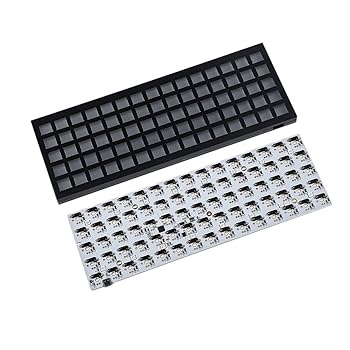 【中古】【未使用】ID75 75 Keys Ortholinear Layout QMK Anodized Aluminum Case Plate hot-swappable Hot Swap Type C PCB Mechanical Keyboard Kit (Black)