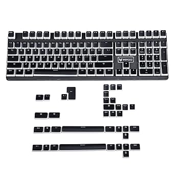 【中古】YMDK PBTダブルショットシャインスルーANSI ISOプディングキーセット MXメカニカルキーボード Corsair Razer Ducky SF KBD75 Tada68 DZ60 (ブラ