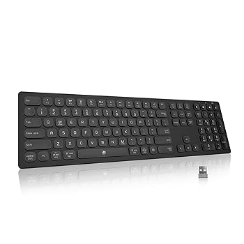 【中古】【未使用】POWZAN ワイヤレス スリム マルチデバイスキーボード 2.4G ワイヤレス + Bluetooth 5.1 デュアルモード チクレットキーボード ナンバーパッド付