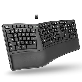 【中古】Ergonomic Keyboard Wireless - Your Comfort Matters - Full Size Rechargeable 2.4G Ergonomic Wireless Keyboard with Wrist Rest - 110 Key