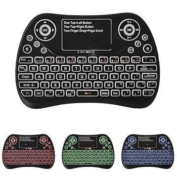 【中古】タッチパッドの充電式フライマウス2.4GHzのスマートゲーム三色のバックライト付きキーボード、ワイヤレスキーボード付きミニワイヤレスキーボー