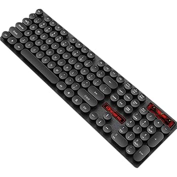 【中古】キーボードキャップ ゲーミングキーボードレトロラウンドUSB有線キーキャップ光るメタルパネルノートパソコンのキーボード (Colore : Black)