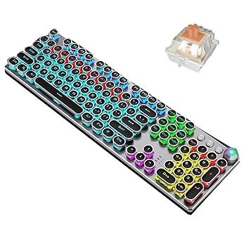【中古】【未使用】ゲーミングキーボード 多機能メタルパネルのキーボード、メカニカルゲーミングキーボード、デュアルモードノブ、WindowsのPCゲーマーのためのマ｜AJIMURA-SHOP