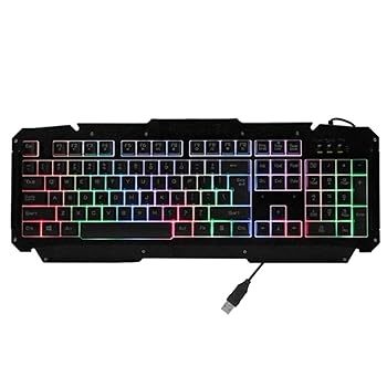 【中古】【未使用】キーボード メタルパネルPCコンピュータ（ブラック）の鍵の一時停止とUSB有線キーボードバックライト付き ＰＣ用キーボード 仕事PC用 自宅ゲーム