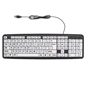 【中古】キーボード 大きな白いキー黒の文字で英語の大型USB有線キーボード ＰＣ用キーボード 仕事PC用 自宅ゲーム用 (色 : Black, Size : One size)｜AJIMURA-SHOP