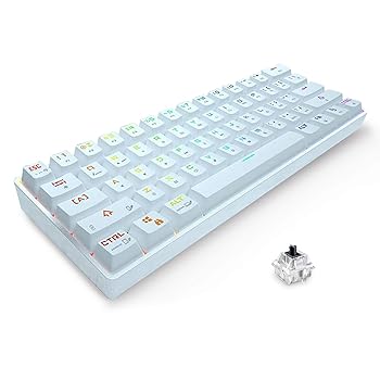 【中古】Qingyuguolin ワイヤレスキーボード メカニカルキーボード バックライトキーボード 無線 Bluetooth5.0 61キー 英語配列 人間工学デザイン LEDラ