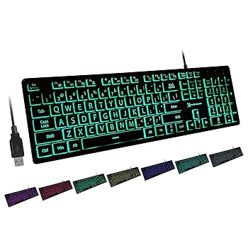 【中古】X9 大型プリントバックライトキーボード 有線 ? 見分かりやすいライトアップ手がかり 老いらく者 老いらく者 赤ちゃん ? USB照明鍵盤 7色のうしろ側