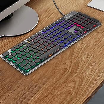 【中古】Wolf Way 104Keyうしろ側ともし火付き添い人USB一巡りとっ始めおよび勉強机とっ始め用超薄型静音手合わせ鍵盤 その他-パソコン・周辺機器